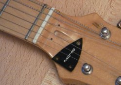 Truss rod cover of 1978 Meteor Deluxe removed to show truss rod adjuster access